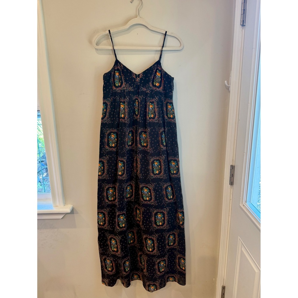 Madewell Womens Black Floral Boho Cotton Maxi Dress w/Pockets Size 2 #Whimsigoth